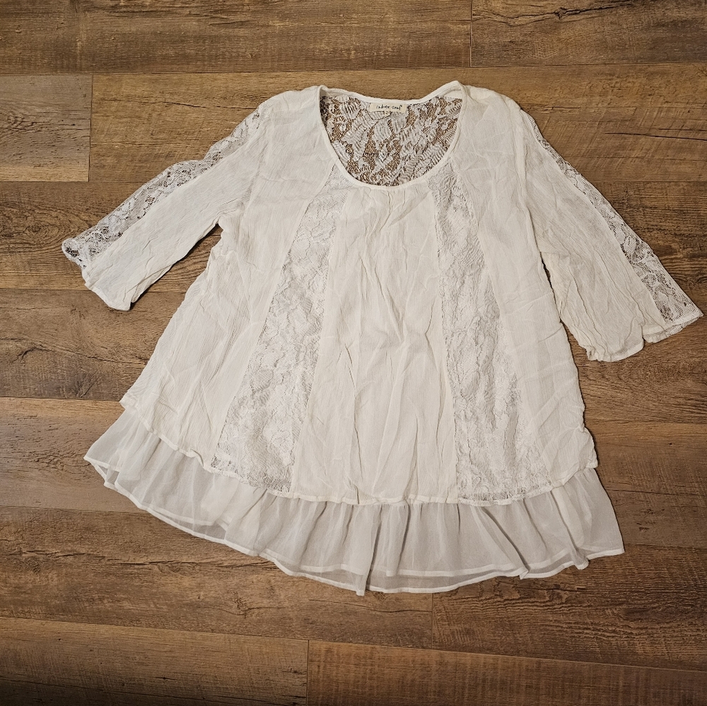 Indigo Soul BOHO lace top size L